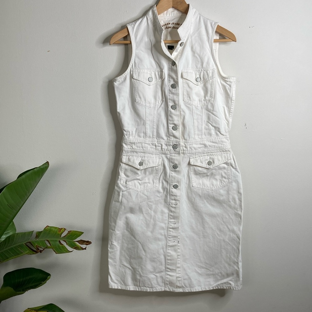 Ralph Lauren Jeans Co White Button down Denim Sleeveless Tank Dress